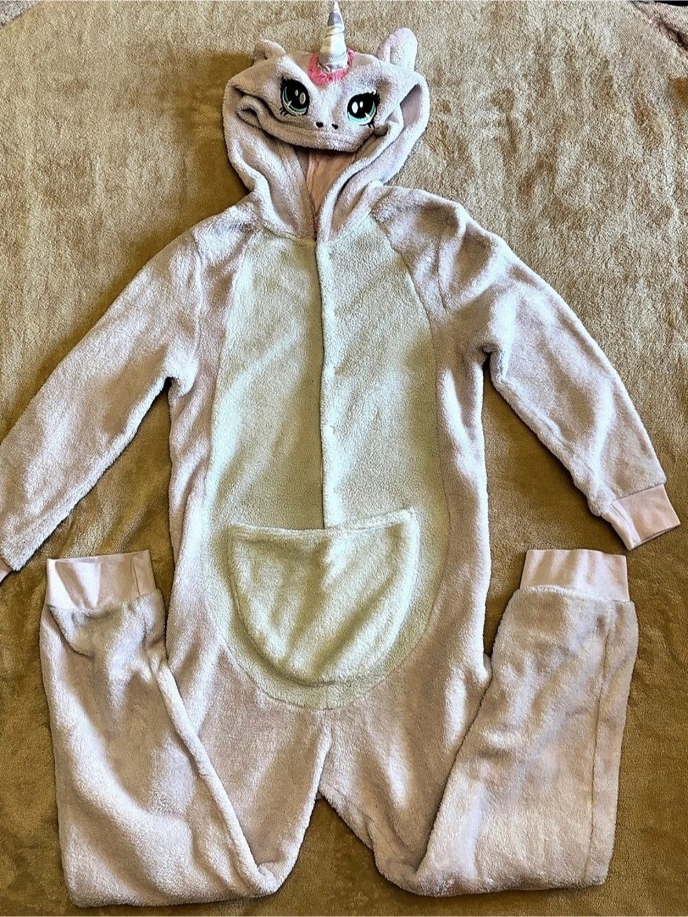 H&M Unicorn Fleece Jumpsuit Pink & White